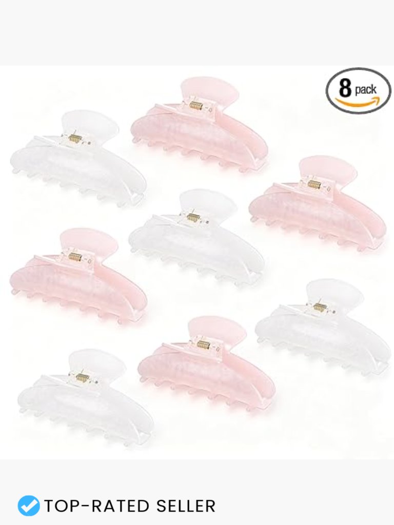 8-Pack Acrylic Hair Claw Clips Non-Slip Strong Hold For Thick Thin Hair